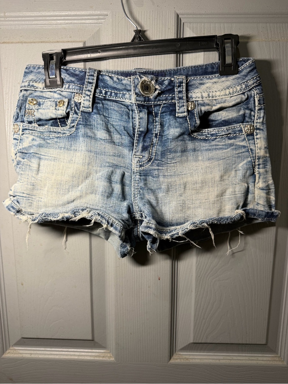 Miss Me Light Blue Distressed Denim Shorts